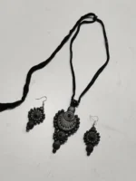 Handcrafted Black Terracotta Necklace Set with Earrings - Image 2