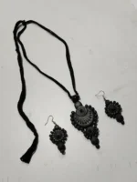 Handcrafted Black Terracotta Necklace Set with Earrings - Image 3