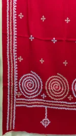 Woolen Shawl Gujarati Hand Work - Kantha Stitch (Red colour) - Image 3