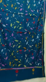 Kantha Stitch Woolen Shawl For Women (deep Sky colour) - Image 5