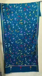 Kantha Stitch Woolen Shawl For Women (deep Sky colour)