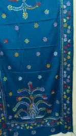 Kantha Stitch Woolen Shawl For Women DeepSkyBlue - Image 5