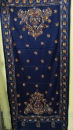 Navy blue Woolen Shawl Kantha Stitch Gujarati Hand Work - Image 2