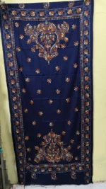 Navy blue Woolen Shawl Kantha Stitch Gujarati Hand Work