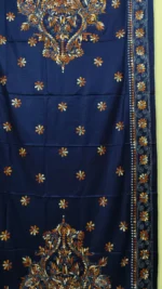 Navy blue Woolen Shawl Kantha Stitch Gujarati Hand Work - Image 6