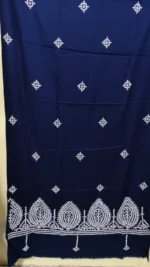 Gujarati Hand Work Kantha Stitch Woolen Shawl (Navy blue color) - Image 4