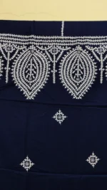 Gujarati Hand Work Kantha Stitch Woolen Shawl (Navy blue color) - Image 5