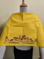 Yellow Cotton Kantha Stitch Blouse Material – Hand Embroidered Lotus Border