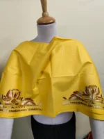 Yellow Cotton Kantha Stitch Blouse Material – Hand Embroidered Lotus Border - Image 2
