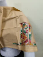 Premium Beige Cotton Kantha Stitch Blouse Material - Image 5