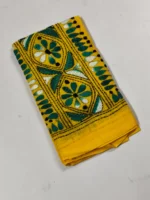 Yellow Cotton Kantha Stitch Blouse Piece - Image 3