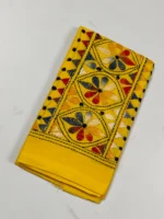 Cotton Kantha Stitch Blouse Piece Yellow - Image 2