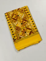 Cotton Kantha Stitch Blouse Piece Yellow color - Image 3