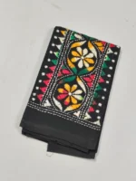 Kantha Stitch Blouse Piece (black) Multicolor Threadwork - Image 2