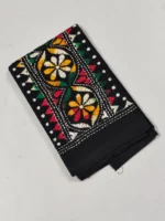Kantha Stitch Blouse Piece (black) Multicolor Threadwork - Image 3