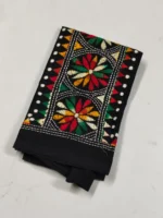 Kantha Stitch Blouse Piece (black) Multicolor Threadwork - Image 2