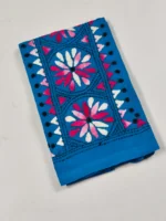 Hand Embroidered Kantha Stitch Cotton Blouse Piece Material - Image 3