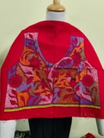 Premium Red Cotton Blouse Material Multicolor Thread Embroidery