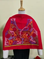 Premium Red Cotton Blouse Material Multicolor Thread Embroidery - Image 6