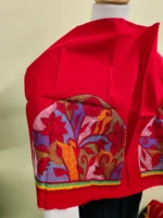 Premium Red Cotton Blouse Material Multicolor Thread Embroidery - Image 4