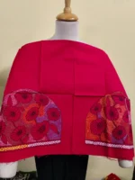 Premium Red rose color Cotton Blouse Material Multicolor Threadwork - Image 3