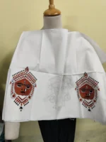 Premium White Cotton Blouse Material - Durga Traditional - Image 2