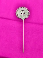 Handcrafted Dokra Brass Hair Pin – Tri-Leaf Floral Design