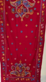 Woolen Shawl Bengali Hand Work - Kantha Stitch (Red maroon colour) - Image 2