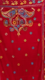 Woolen Shawl Bengali Hand Work - Kantha Stitch (Red maroon colour) - Image 3
