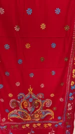 Woolen Shawl Bengali Hand Work - Kantha Stitch (Red maroon colour) - Image 4