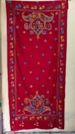Woolen Shawl Bengali Hand Work - Kantha Stitch (Red maroon colour)