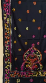 Kantha Stitch Woolen Shawl (black colour) - Image 3
