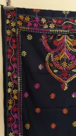 Kantha Stitch Woolen Shawl (black colour) - Image 4