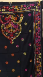 Kantha Stitch Woolen Shawl (black colour) - Image 5