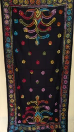 Kantha Stitch Woolen Shawl for Women (black) - Image 6