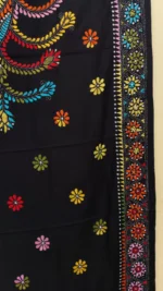 Kantha Stitch Woolen Shawl for Women (black) - Image 4