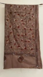 Kantha Woolen Shawl For Women (brown colour) - Image 6