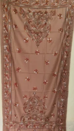 Kantha Stitch Woolen Shawl (light brown colour) - Image 3