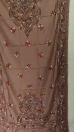 Kantha Stitch Woolen Shawl (light brown colour) - Image 6