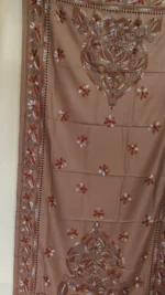 Kantha Stitch Woolen Shawl (light brown colour) - Image 5