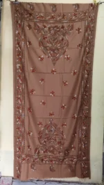 Kantha Stitch Woolen Shawl (light brown colour)