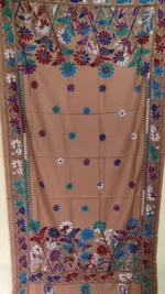 Bengali Hand Work Kantha Stitch Woolen Shawl  (Beige colour ) - Image 2
