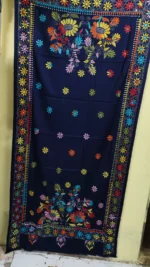 Kantha Stitch Woolen Shawl (navy blue colour) - Image 6