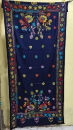 Kantha Stitch Woolen Shawl (navy blue colour)
