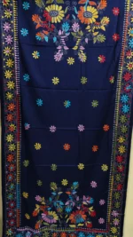 Kantha Stitch Woolen Shawl (navy blue colour) - Image 5