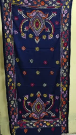Kantha Stitch Woolen Shawl (navy blue) - Image 3