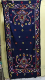 Kantha Stitch Woolen Shawl (navy blue)