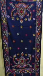 Kantha Stitch Woolen Shawl (navy blue) - Image 2