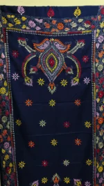 Kantha Stitch Woolen Shawl (navy blue) - Image 6