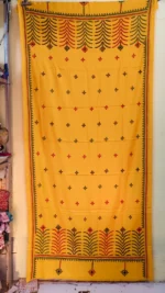 Gujarati Hand Work Kantha Stitch Woolen Shawl  (yellow colour)